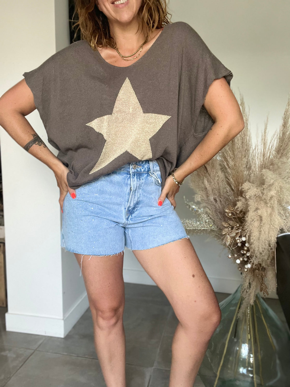 Tee-shirt oversize kaki STAR