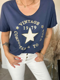 Tee shirt VINTAGE bleu marine