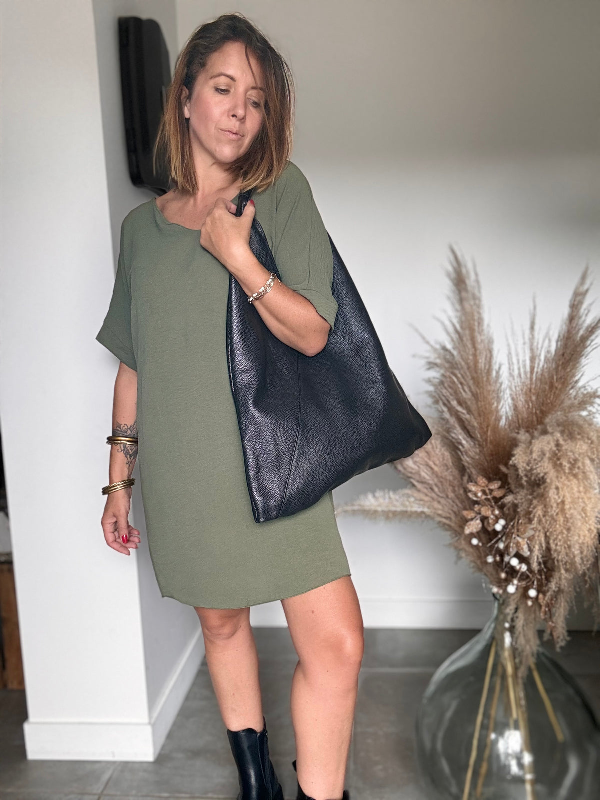 Sac en cuir noir, CARLA