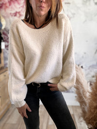 Pull NOELA beige avec nœud léopard