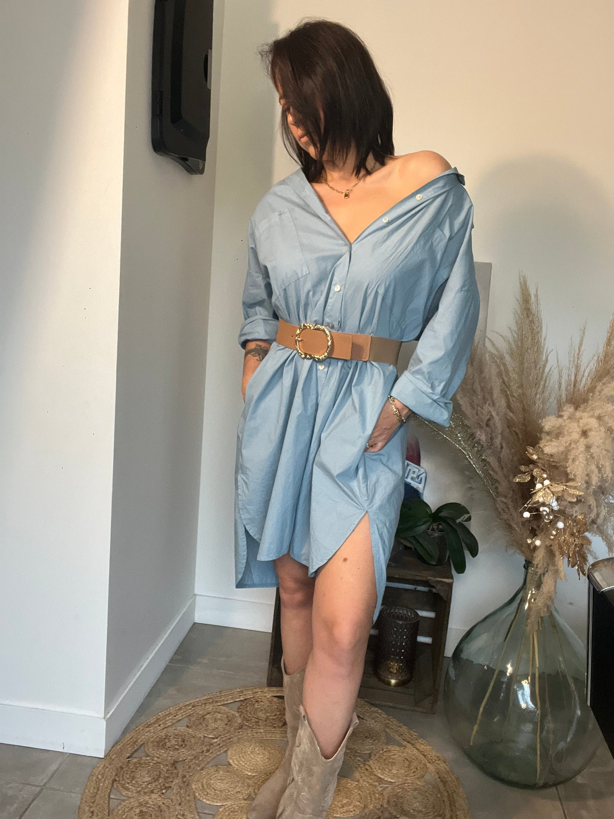 Robe chemise LIO bleu claire