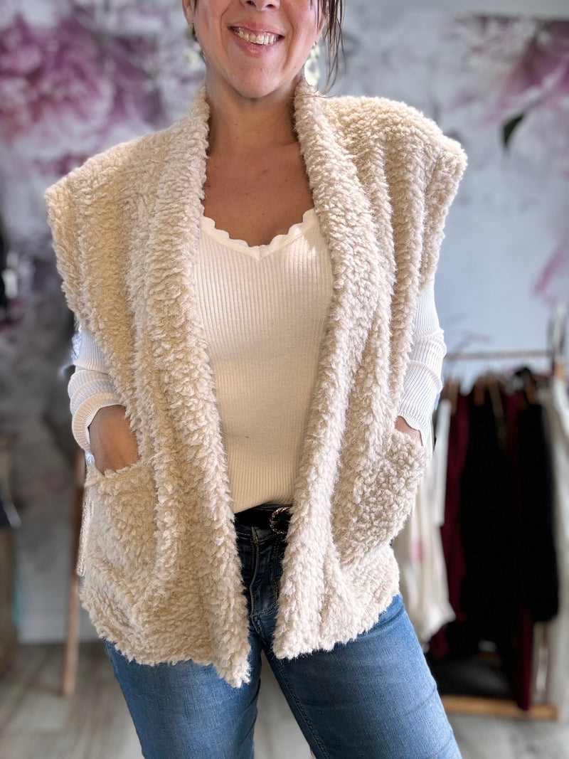 Gilet bouclettes beige JJ