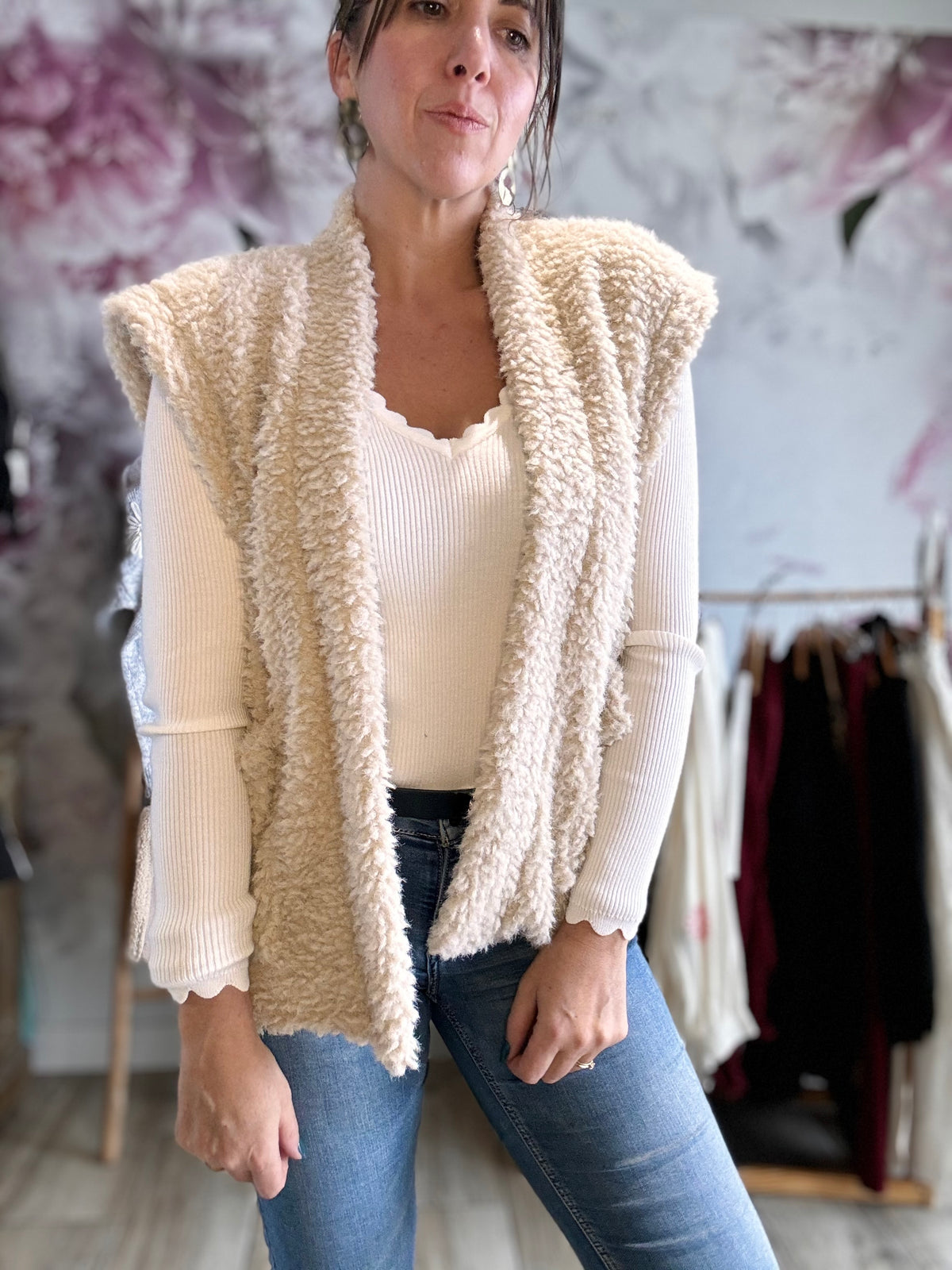 Gilet bouclettes beige JJ