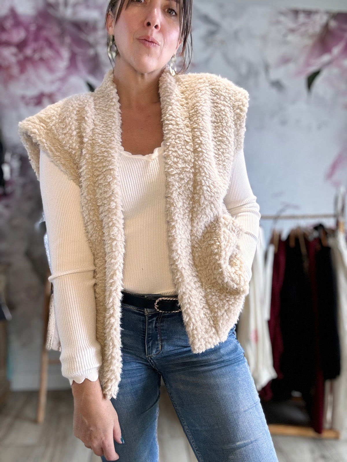 Gilet bouclettes beige JJ