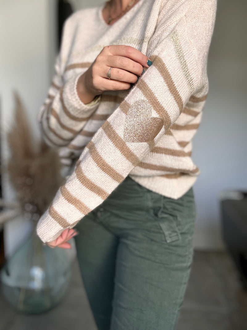 Pull marinière beige SIMONE