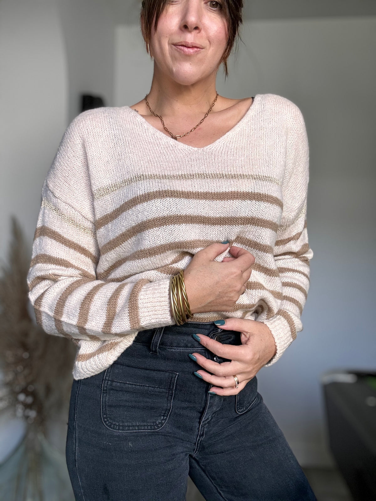 Pull marinière beige SIMONE